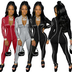 Avrupa ve Amerikan Alfabe Baskılı Seksi Fermuarlı Tulum