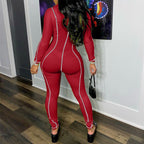 Avrupa ve Amerikan Alfabe Baskılı Seksi Fermuarlı Tulum