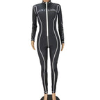 Avrupa ve Amerikan Alfabe Baskılı Seksi Fermuarlı Tulum