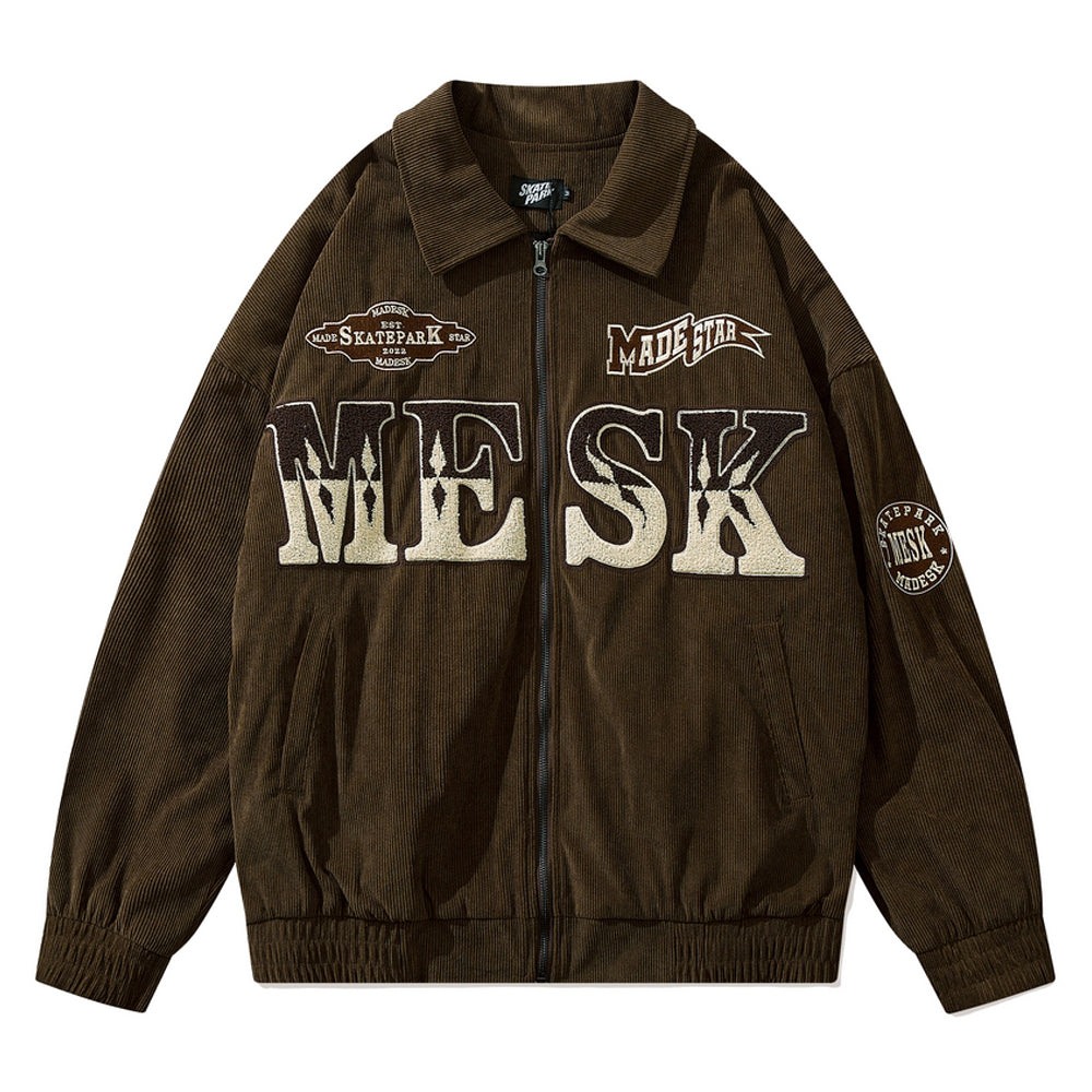 Amerikan Tarzı Havlu Kumaş Nakışlı Harfli Hırka Ceket