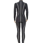 Avrupa ve Amerikan Alfabe Baskılı Seksi Fermuarlı Tulum