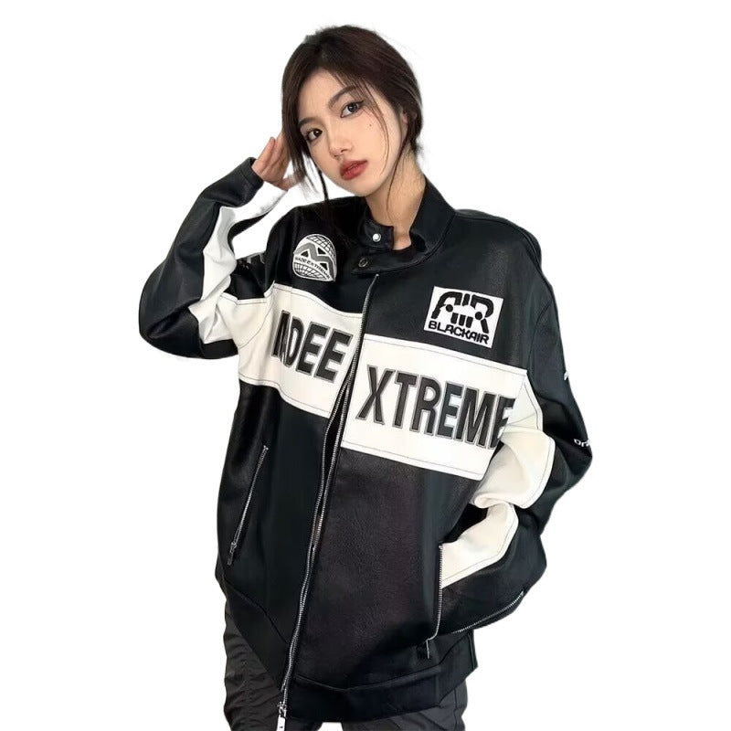 Özel tasarım siyah Retro klasik deri motosiklet ceket