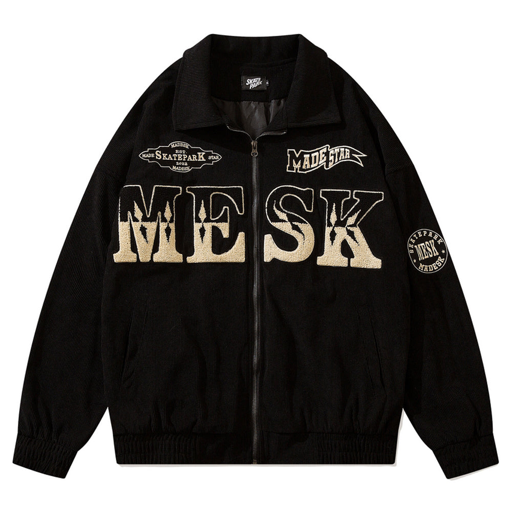 Amerikan Tarzı Havlu Kumaş Nakışlı Harfli Hırka Ceket